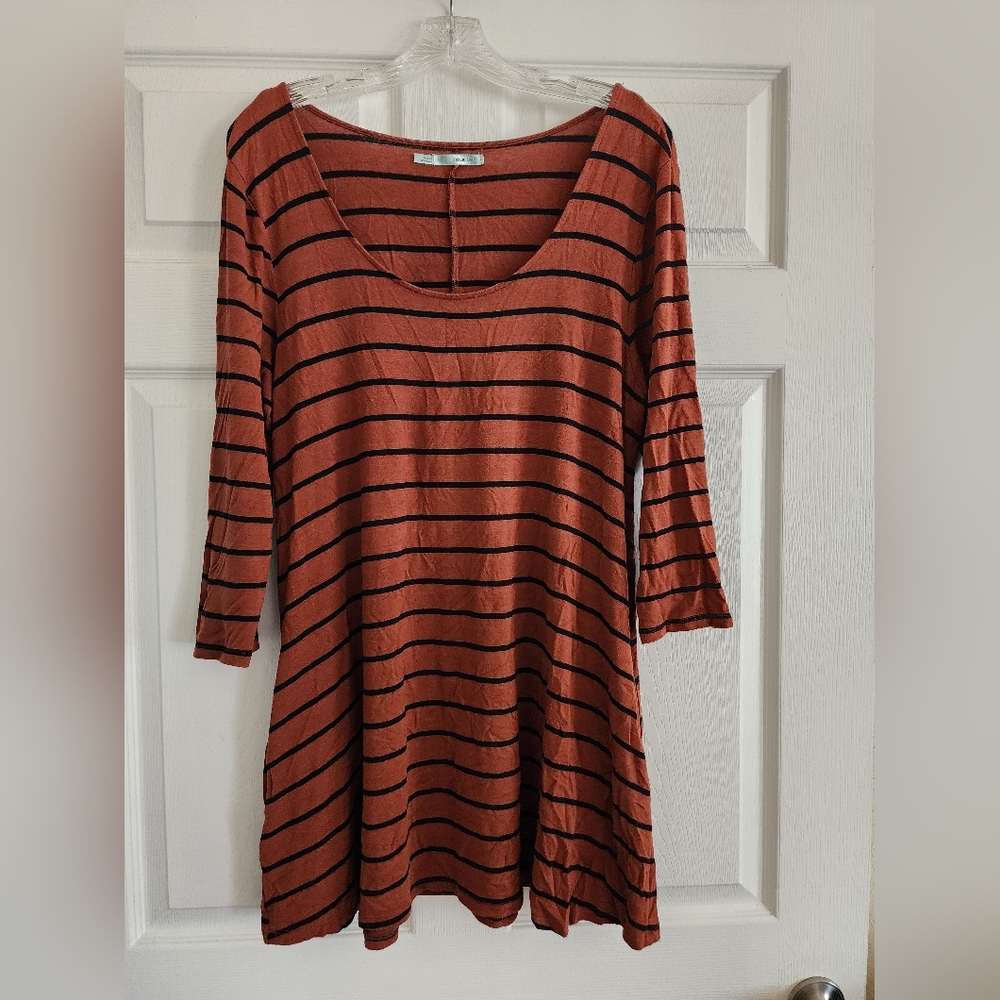 3/4 Sleeve Striped Mini Dress